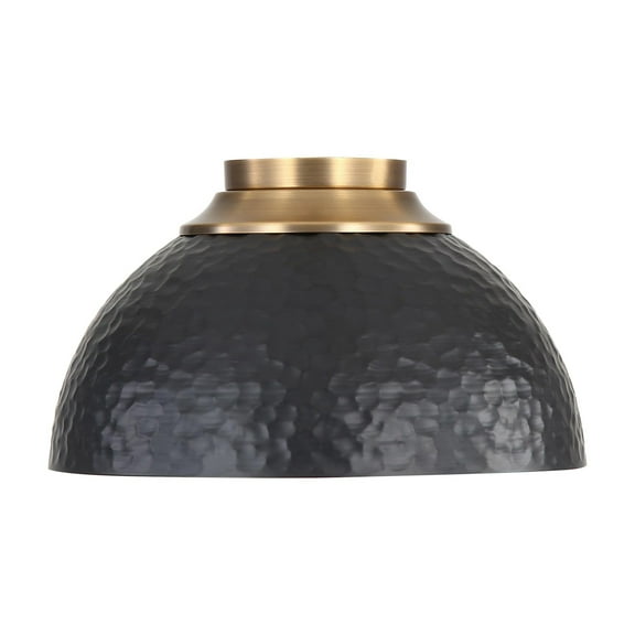 Golden Lighting Shepard 3-light Flush Mount in Modern Brass and Matte Black shade