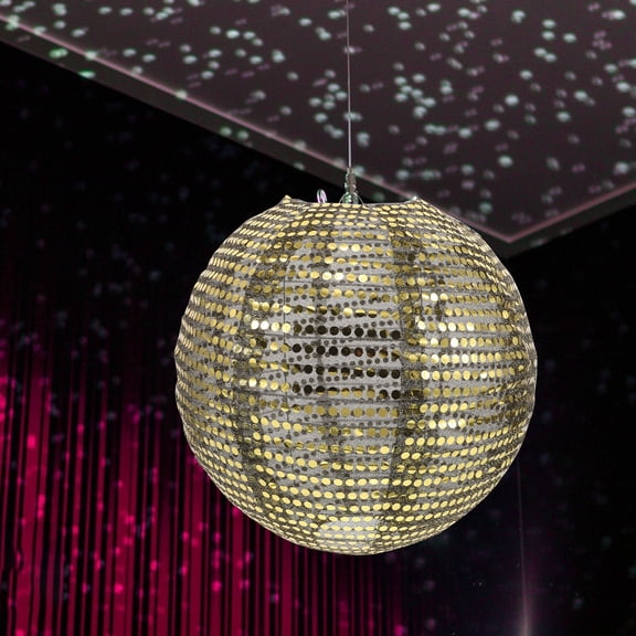 LOLIPPYY 2Pcs Lightweight Plated Gold Disco Lanterns with Sequin Ornament for Bedroom and Classroom Lantern Decor