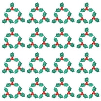Supvox 100pcs Mini Holly Leaf Crafts Cloth Decoration with Red Berries for Christmas Party