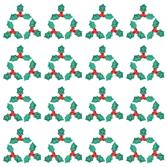 Supvox 100pcs Mini Holly Leaf Crafts Cloth Decoration with Red Berries for Christmas Party