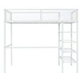 thumbnail image 3 of DreamBuck Twin Size Loft Bed with Desk and Shelves, Metal Bed Frame with Ladder and Grid Design Full-Length Guardrail, Twin Loft Beds for , Teens, Adults, Noise Free, No Box Spring Needed, White, 3 of 9