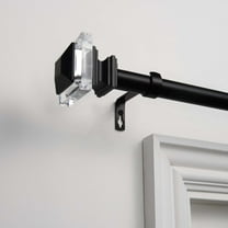 Exclusive Home Prism 1" Curtain Rod and Coordinating Finial Set, Matte Black, Adjustable 36"-72"