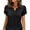 Tops-490Black, variant on Blouses for Women V Neck Petal Short Sleeve Dressy Casual Workwear Regular Fit Solid Vintage Floral Lace Crochet Applique Breathable Flowy Summer Tops
