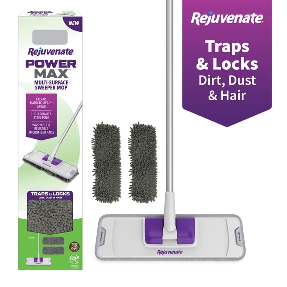 Rejuvenate PowerMax Multi-Surface Sweeper Mop, Includes 1 Sweeper Mop & 2 Sweep Pads, 1 ct