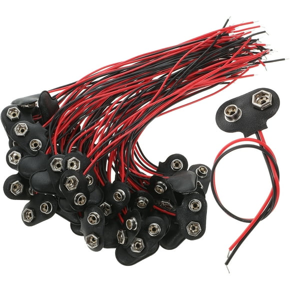 SHISUYAN 50pcs Battery Connector T 9v Battery Clip Pu Cable Housing Connection