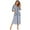 Blue, variant on Kaemgyyd Womens Zipper Front Robe 3/4 Sleeve Plaid Housecoat Loose Bathrobes Crew Neck Midi Nightgown with Pockets S-XXl