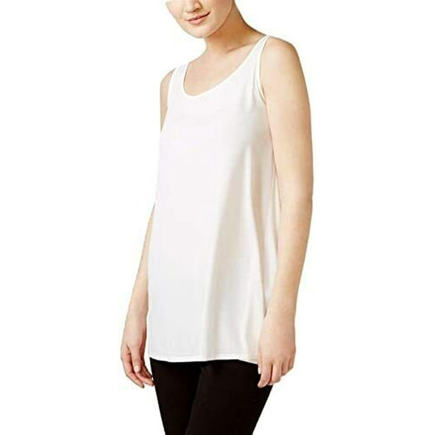 Eileen Fisher Petite Silk Jersey Tunic Tank Soft White ( PP