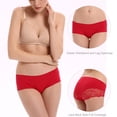 thumbnail image 4 of LIQQY Women's 4 Pack Cotton Mid Rise Full Coverage Lace Hipster Brief Panty Underwear (Large, Red), 4 of 6