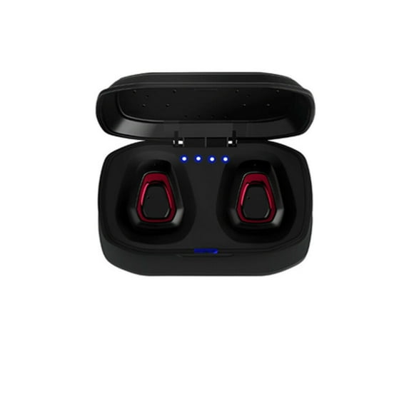SOATUTO Mini Wireless Earbuds Bluetooth 5.0 in Ear Light-Weight Headphones Built-in Microphone, IPX5 Waterproof, Immersive Premium Sound Long Distance Connection Headset with Charging Case, Red