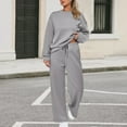 thumbnail image 2 of 2 Piece Sets for Women Casual Outfits Long Sleeve Sweatshirt Wide Leg Sweatpant Sweatsuit Loungewear Set Tracksuit Light Gray XL, 2 of 6