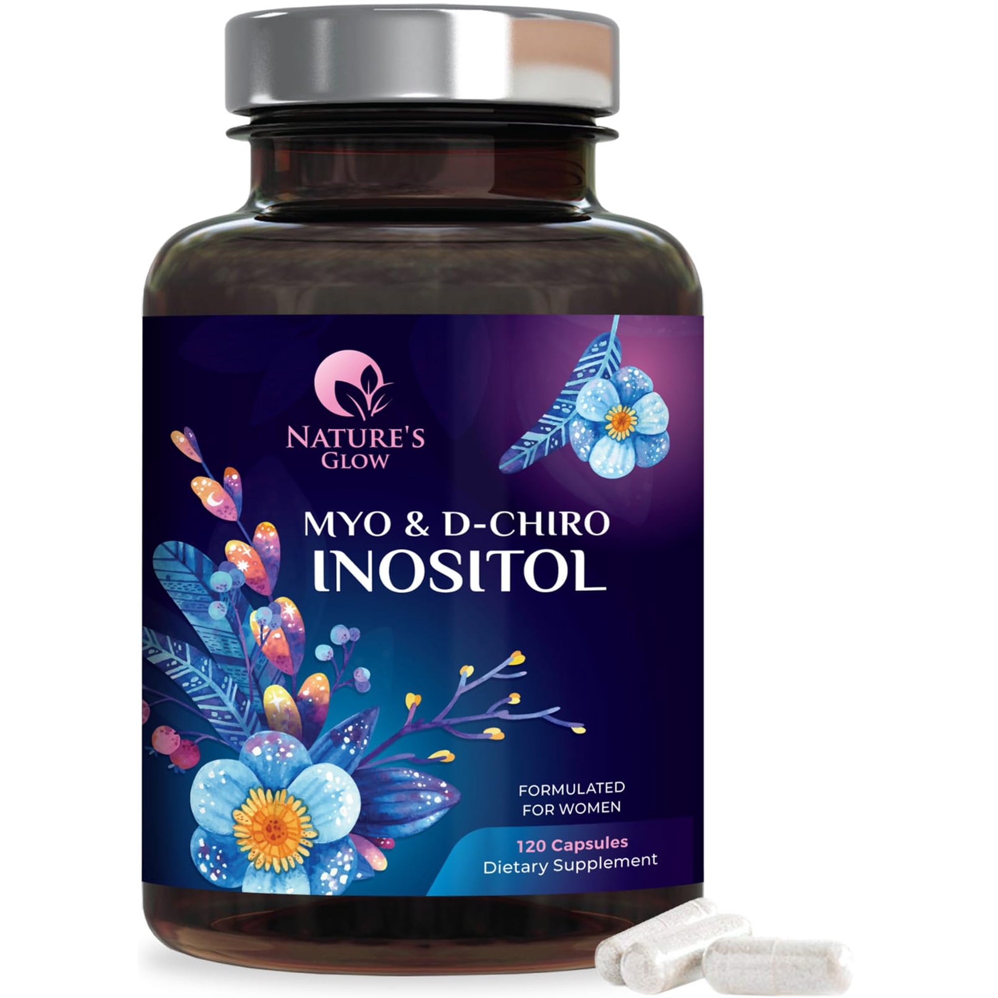 Myo Inositol Supplement & D Chiro, Premium 40:1 Ratio Myo-Inositol & D-Chiro, Natural Balance & Ovarian Health Support, Vitamin B8 Supplement - 120 Capsules (60 Day Supply)