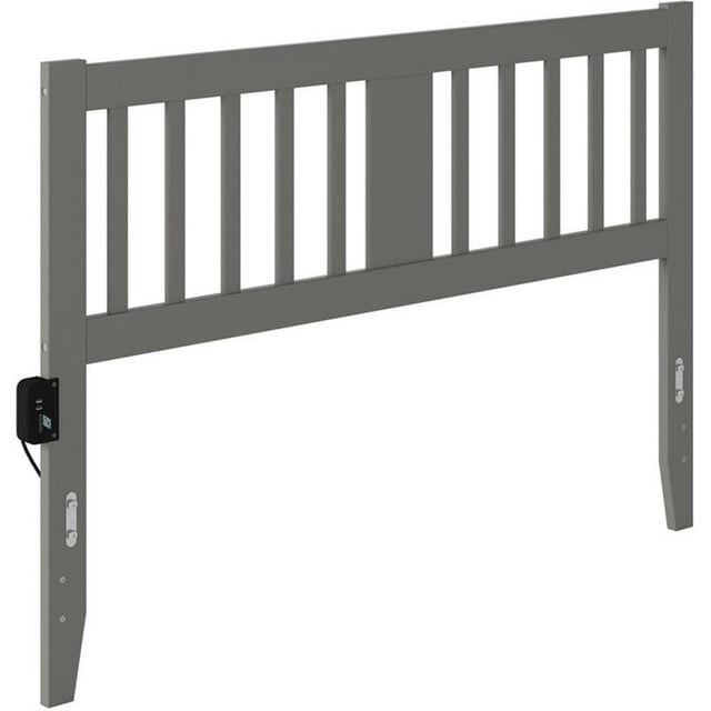 Pemberly Row Tête de Lit à Barreaux Grand Lit avec Chargeur Turbo USB, Gris