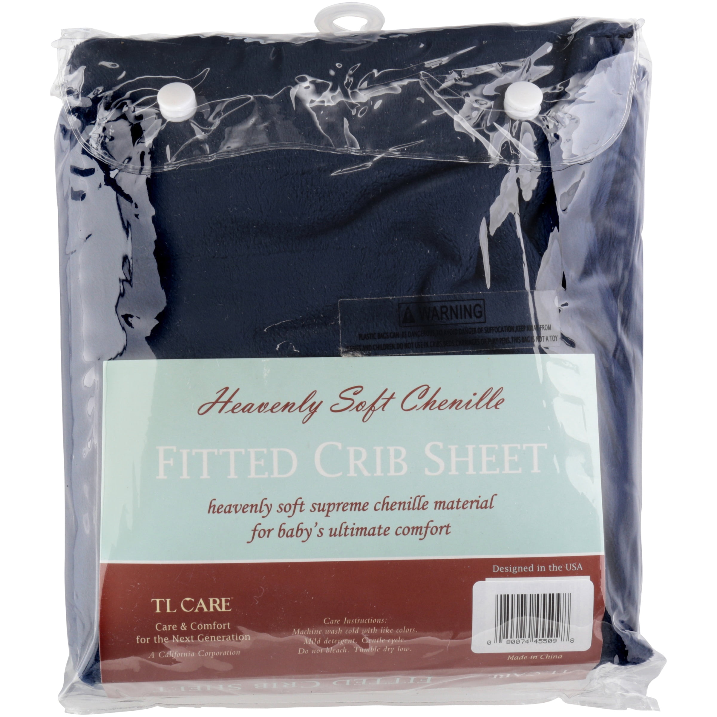 TL Care Heavenly Soft Chenille Fitted Crib Sheet for Standard Crib and Toddler Mattresses, Navy,28 x 52, for Boys