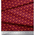 thumbnail image 2 of Soimoi Red Silk Fabric Dot & Leaves Decor Fabric Printed Yard 42 Inch Wide, 2 of 2
