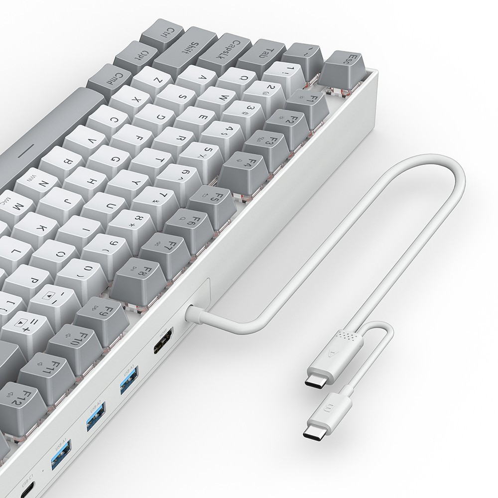 Wired 87 Keys Mechanical Keyboard with 5-Port USB Hub, Hot Swappable Gaming Keyboard, 4K HDMI, Red Switch Computer Keyboard for Mac Windows
