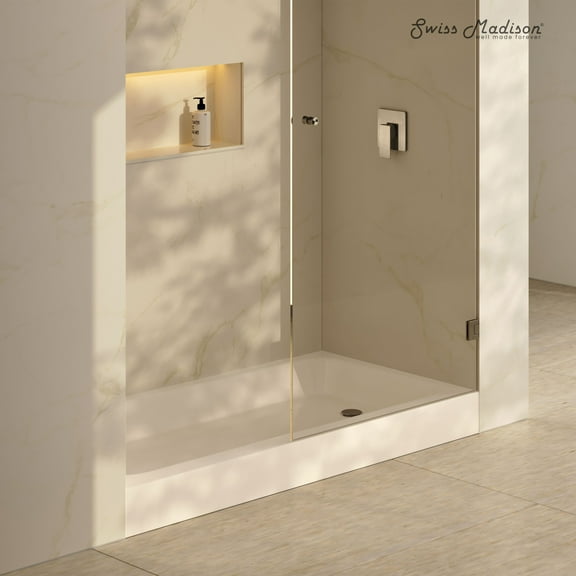 Voltaire 60 x 30 Shower Pan Base with Right Drain in Glossy Bisque