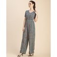 thumbnail image 5 of Moomaya Short Sleeve Full Leg Printed Rayon Jumpsuit - Women's Trendy Jumpsuit, 5 of 9