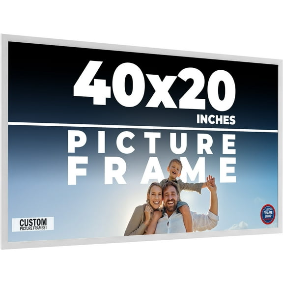40x20 Frame White Solid Wood Picture Frame Includes UV Acrylic Shatter Guard Front, Acid Free Foam