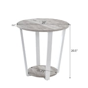 Roundhill Furniture Elysian Contemporary Round End Table with Shelf, Gray