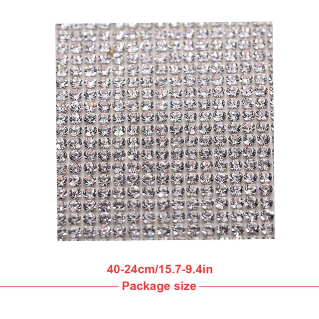 Langgg Crystal Rhinestone Ribbon Clothing Accessories Sticker Convenient Using Present Decoration Sheet with Shine Appearance Exquisite white 6 hot melt glue