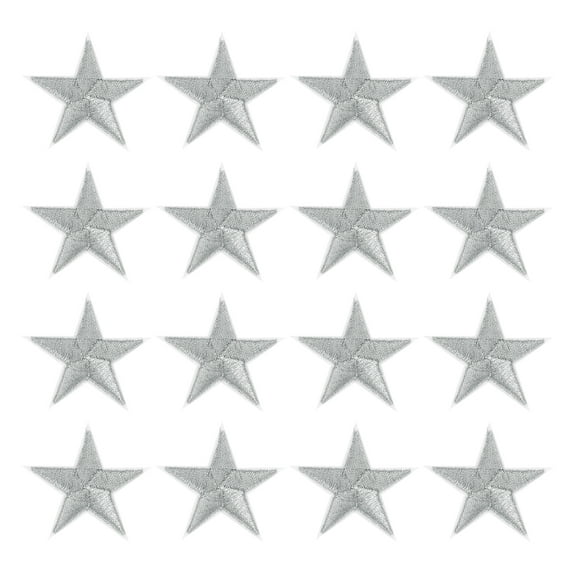 Uxcell 32Pack Iron on Star Patches, Sew on Star Embroidered Patches, DIY Applique Repair Patch for Crafts, 45mm Silver