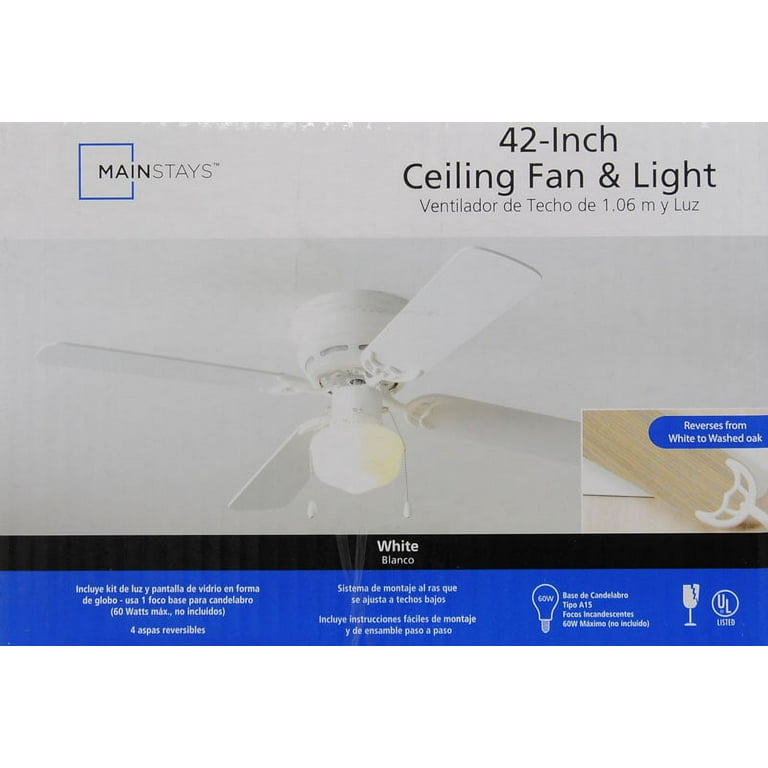 Mainstays 42 Inch Ceiling Fan And Light Instructions Shelly Lighting