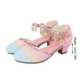 thumbnail image 7 of REDARER Sparkly Girls Sandals with Point Toe Glitter Dress Shoes for Princess Party Wear Rainbow Decor Low Heel,Size:12.5-13 Years, 7 of 7