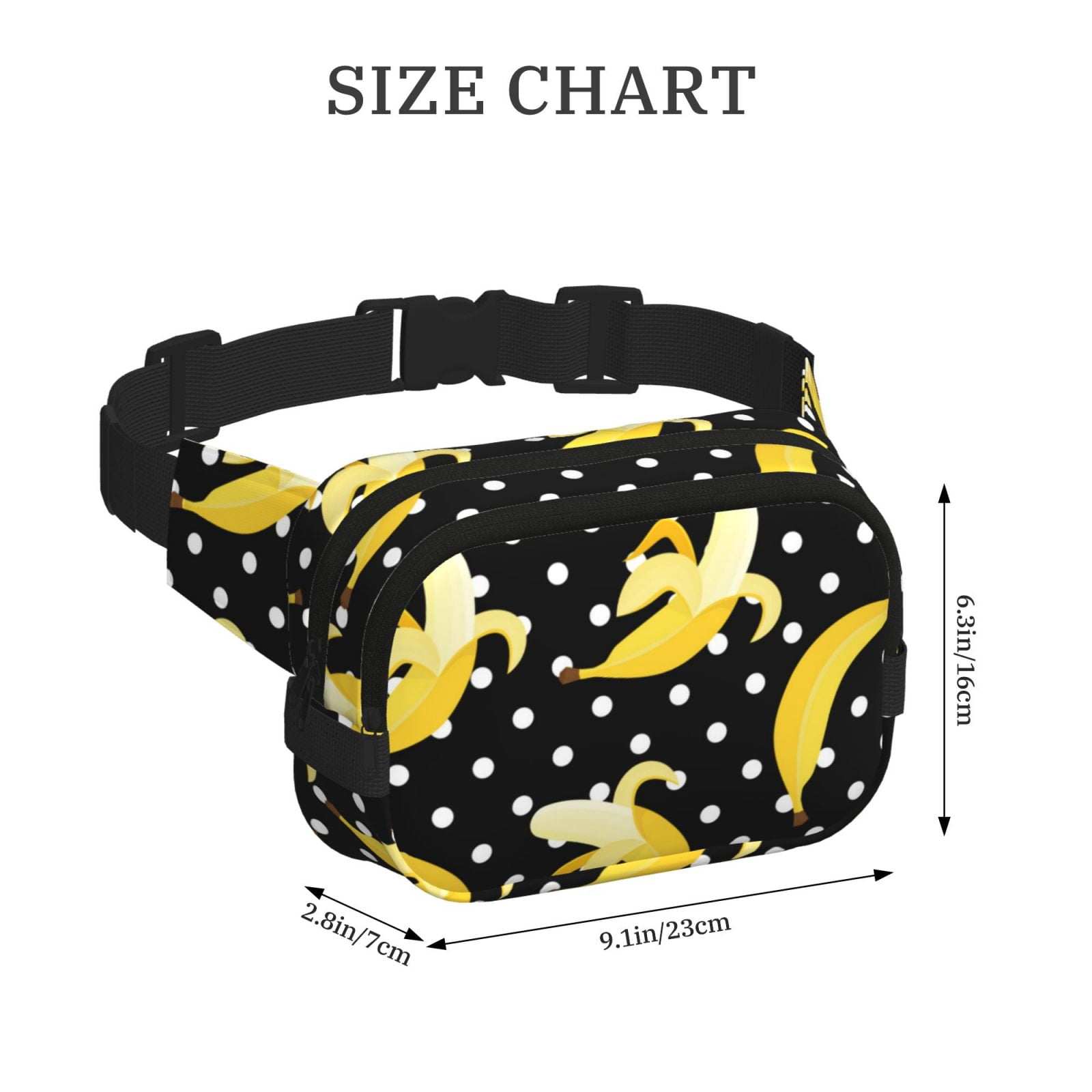 Fuzoiu Banana Print Unisex Square Double Layer Waist Bag,Crossbody Fanny Pack Travel Workout Accessory