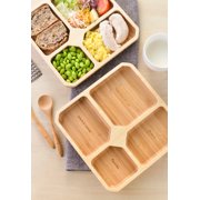 La Boos Square Portion Control Plates (4-Section) - MyPlate Healthy Diet Ratio Control or Weight Loss Aid plate - Made with Bamboo - BPA-Free Lunch Plate or Healthy Eating Plate