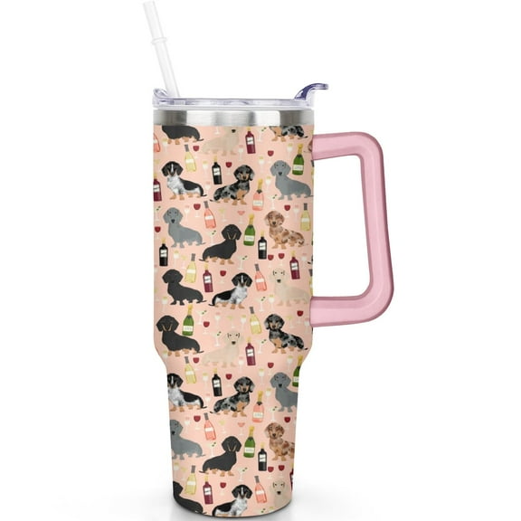 40 oz Dog Tumbler with Spill Proof Lid 40oz Dog Theme Tumbler with Handle Straw Double Insulated Travel Cup Dog Travel Must Haves Gifts for Men Women