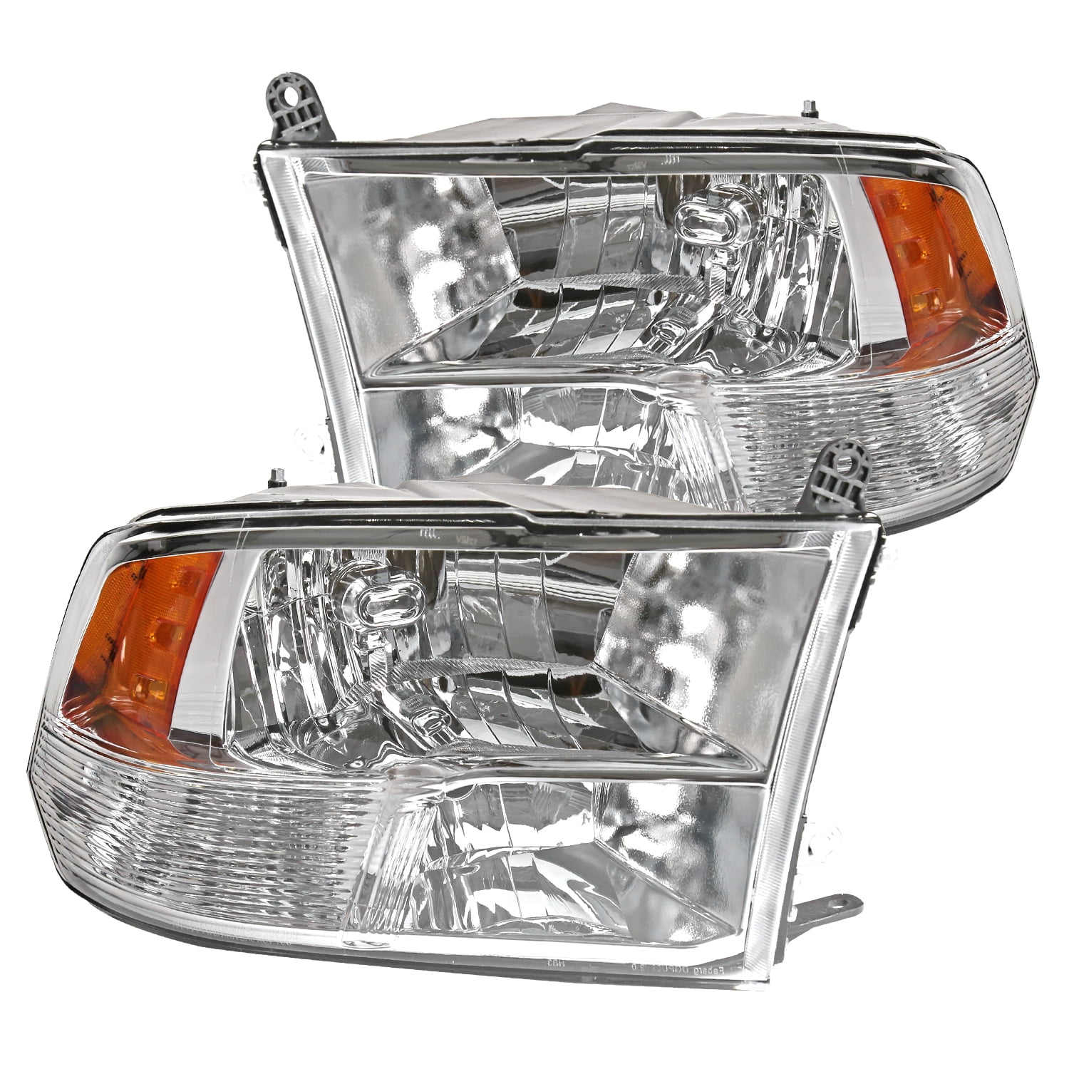 For 09-18 Dodge Ram Pickup Chrome Housing Quad Headlight Amber Side Corner Lamps 