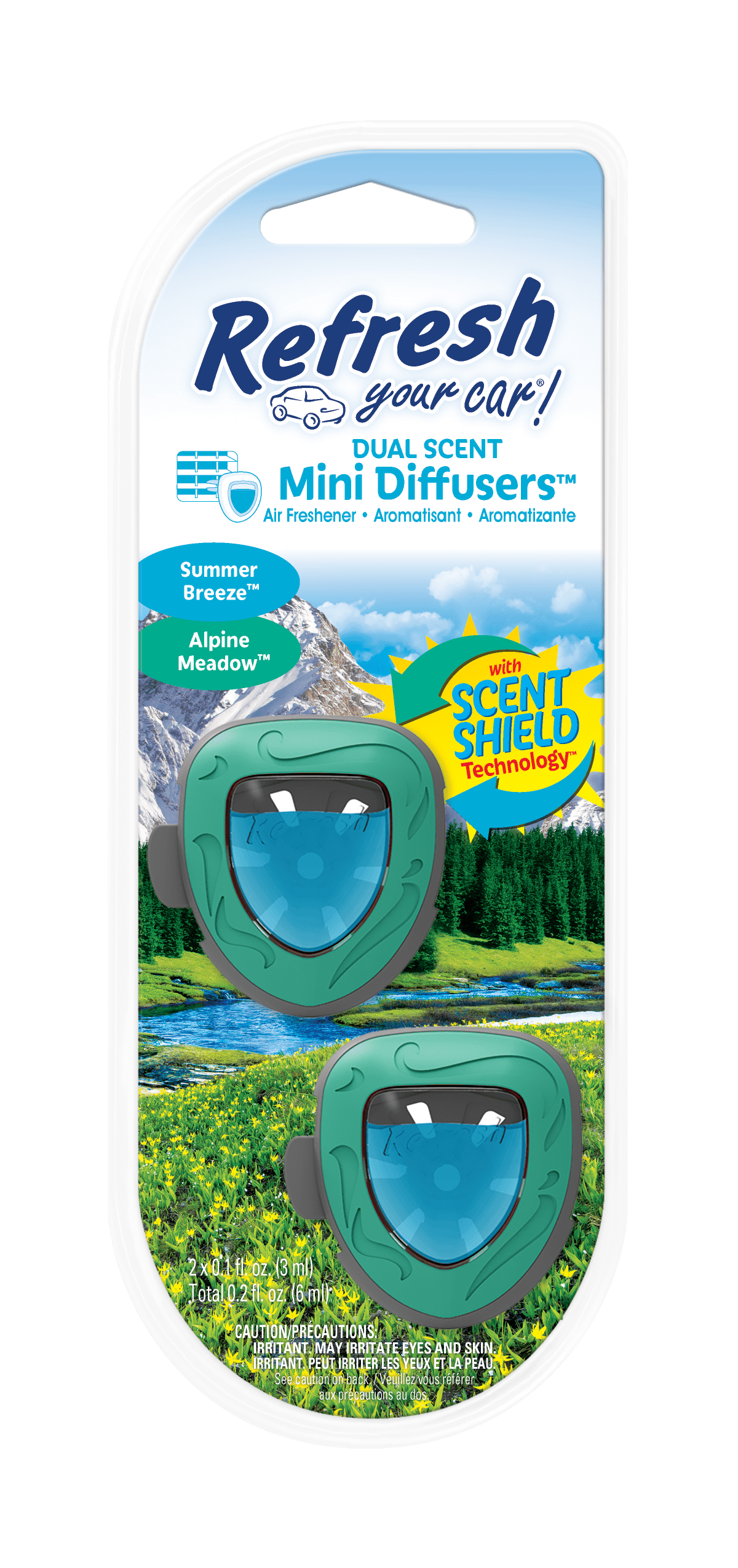 Refresh Your Car! Air Freshener, Alpine Meadow/Summer Breeze, 2 Pack