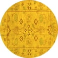 thumbnail image 1 of Ahgly Company Machine Washable Indoor Round Persian Yellow Traditional Area Rugs, 5' Round, 1 of 4