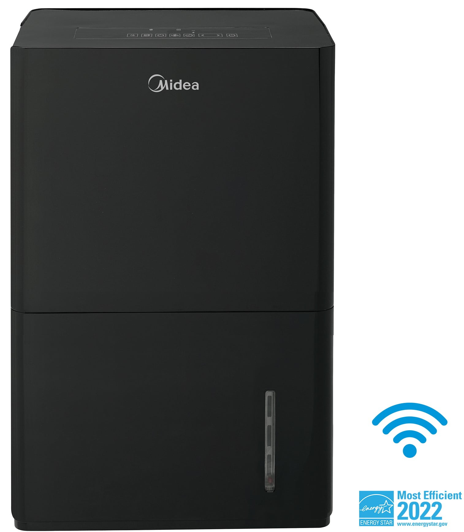 Midea 50-Pint EnergyStar Smart Dehumidifier for Wet Rooms with Pump, Black, MAD50PS1WBL
