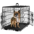 thumbnail image 1 of Yaheetech Foldable Metal Wire Dog Crate with Pull-out Tray, Divider, and Dual Doors, Black, 1 of 6