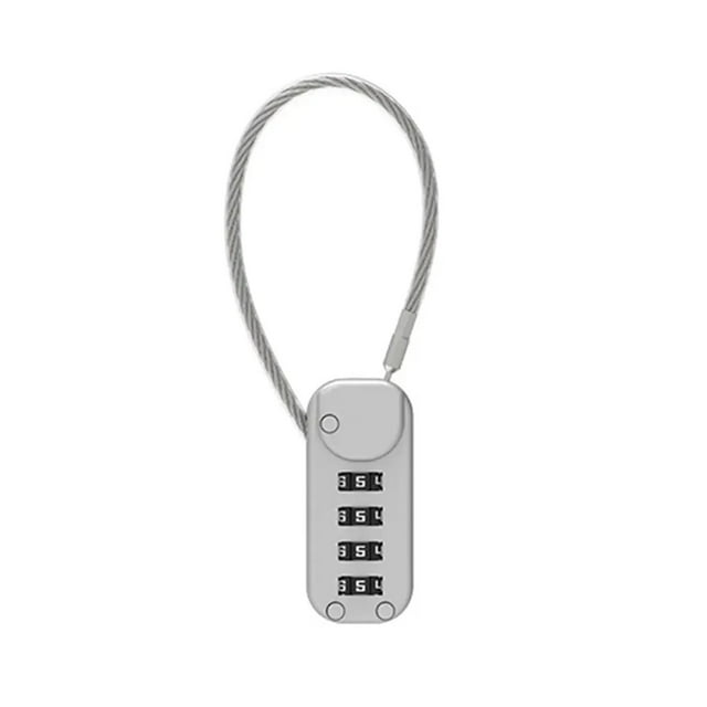 Portable Zinc Alloy 4 Digit Password Lock Wire Rope Anti-Theft Backpack Zipper Lock Padlock ,Easy to Use