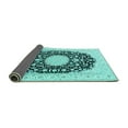thumbnail image 2 of Ahgly Company Indoor Round Medallion Turquoise Blue Traditional Area Rugs, 8' Round, 2 of 4