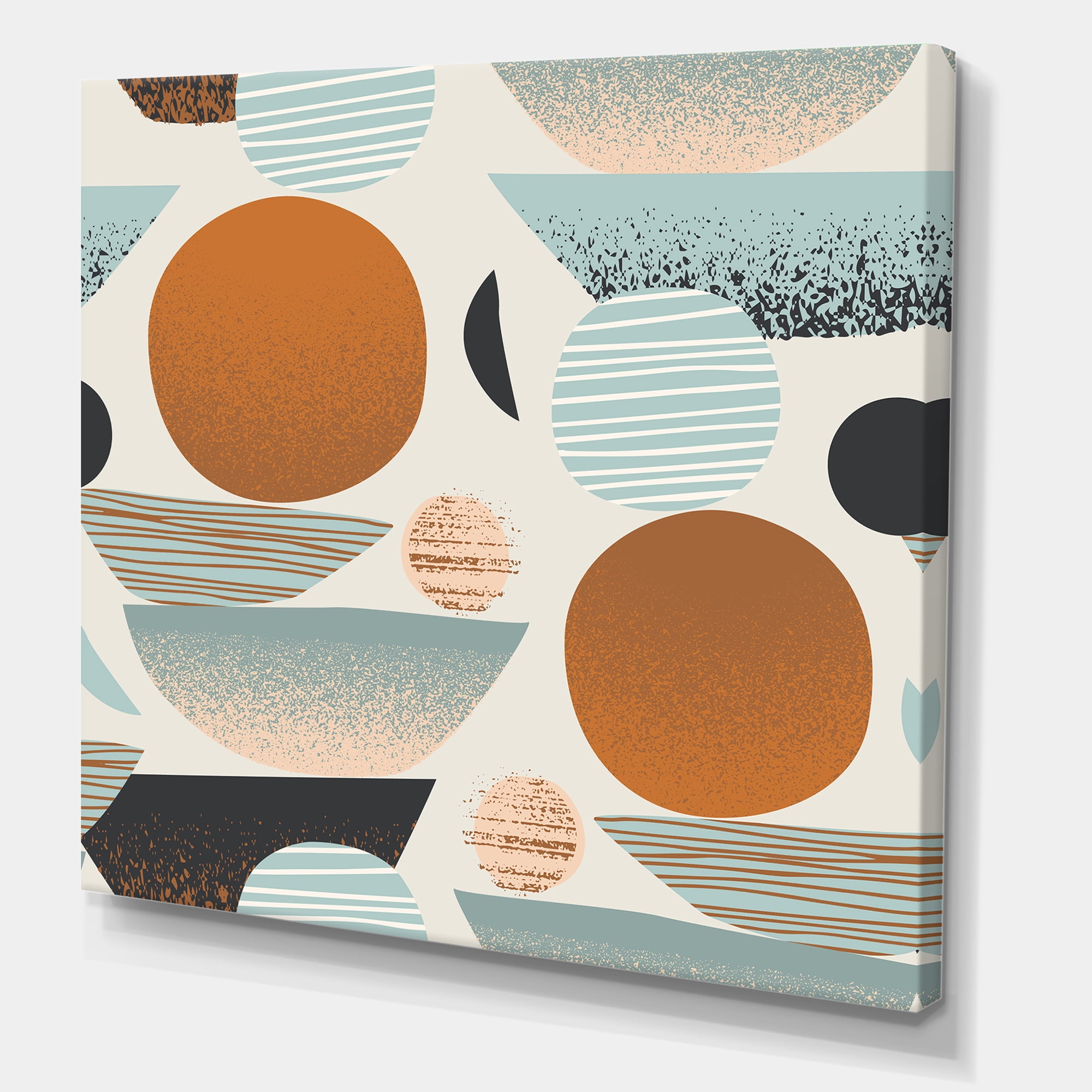 Designart ' Retro Shapes With Abstract Moons and Suns I ' Modern Canvas Wall Art Print