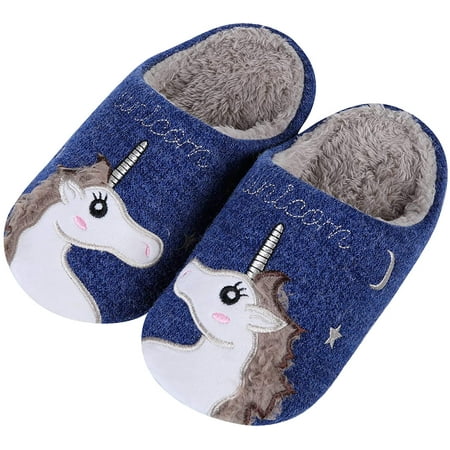

Cute Unicorn House Slippers for Kids Animal Indoor Slippers Waterproof Sole Fuzzy Home Slippers