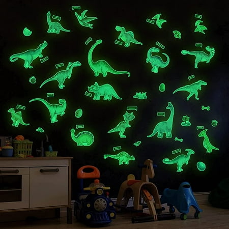 

HFDD Wall Decals Glowing Stickers for Ceiling Boys Bedroom Decoration Large Luminous Removable Dinosaur Wall Decor for Nursery Kids Birthday Gift