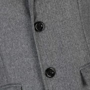 Miluxas Mens Notch Lapel Double Breasted Long Trench Coat Casual Cotton Blend Peacoat Gray 8(XL)