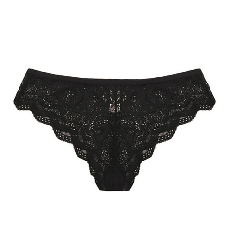 

Lovskoo Lace Underwear Sexy Breathable Panties Women Underwear Lingerie Thongs Panties Ladies Hollow Out Underwear Black