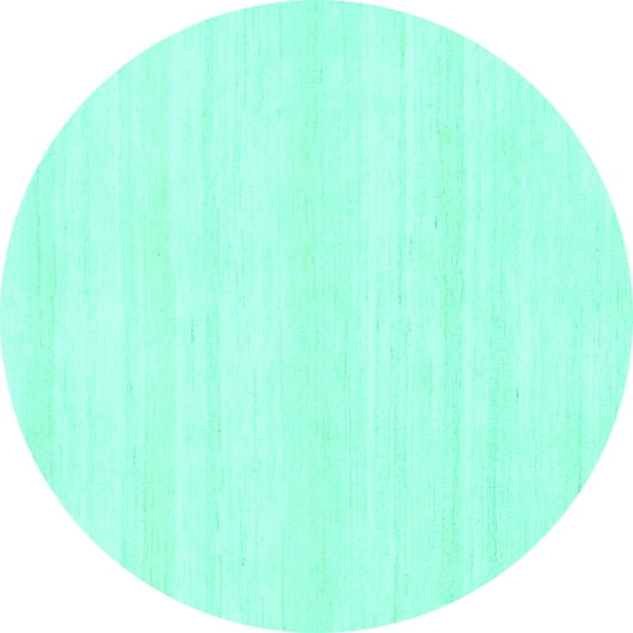 Ahgly Company Machine Washable Indoor Round Solid Turquoise Blue Modern Area Rugs, 7' Round