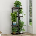 thumbnail image 7 of Seamika Plant Stand 4 Tier 5 Potted Indoor,Metal Plant Shelf for Multiple Plants,Iron Flower stand for Window Living Room Corner,Black Oak, 7 of 7