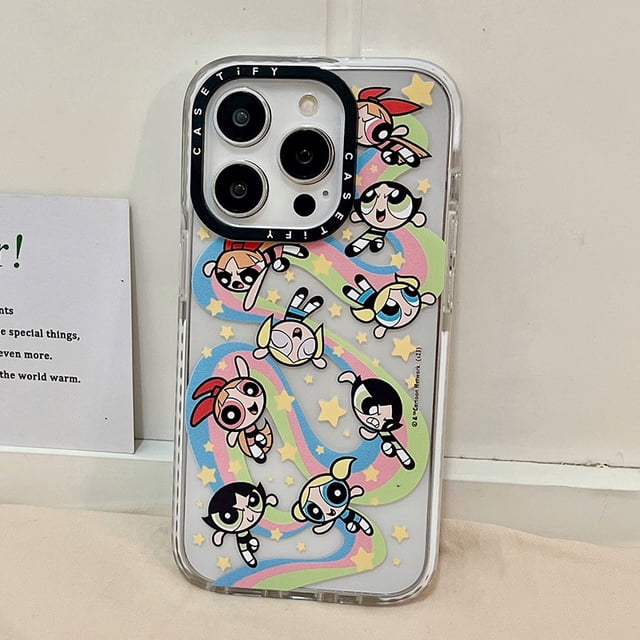 Funda De Teléfono De Tres Niñas De Dibujos Animados Compatible Para iPhone14/13/12/11/Pro/Max Protectora De Acrílico Duro A Prueba De Golpes