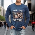 thumbnail image 4 of FINALGANG Mens Long Sleeve American 250th Anniversary TShirts American Flag Print Casual Crewneck Tees For Independence Day Celebration Daily Wear Blue S, 4 of 5