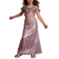 thumbnail image 2 of ZHOGXU Big Kids Girls Skirt High Waist Solid Color Glitter Sequins Comfortable Stylish Skirts For Party And Daily Wear Pink 11-12 Years, 2 of 5