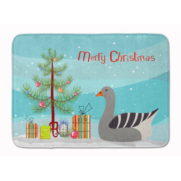 Carolines Treasures BB9260RUG Pilgrim Goose Christmas Machine Washable Memory Foam Mat Teal 19 X 27" multicolor