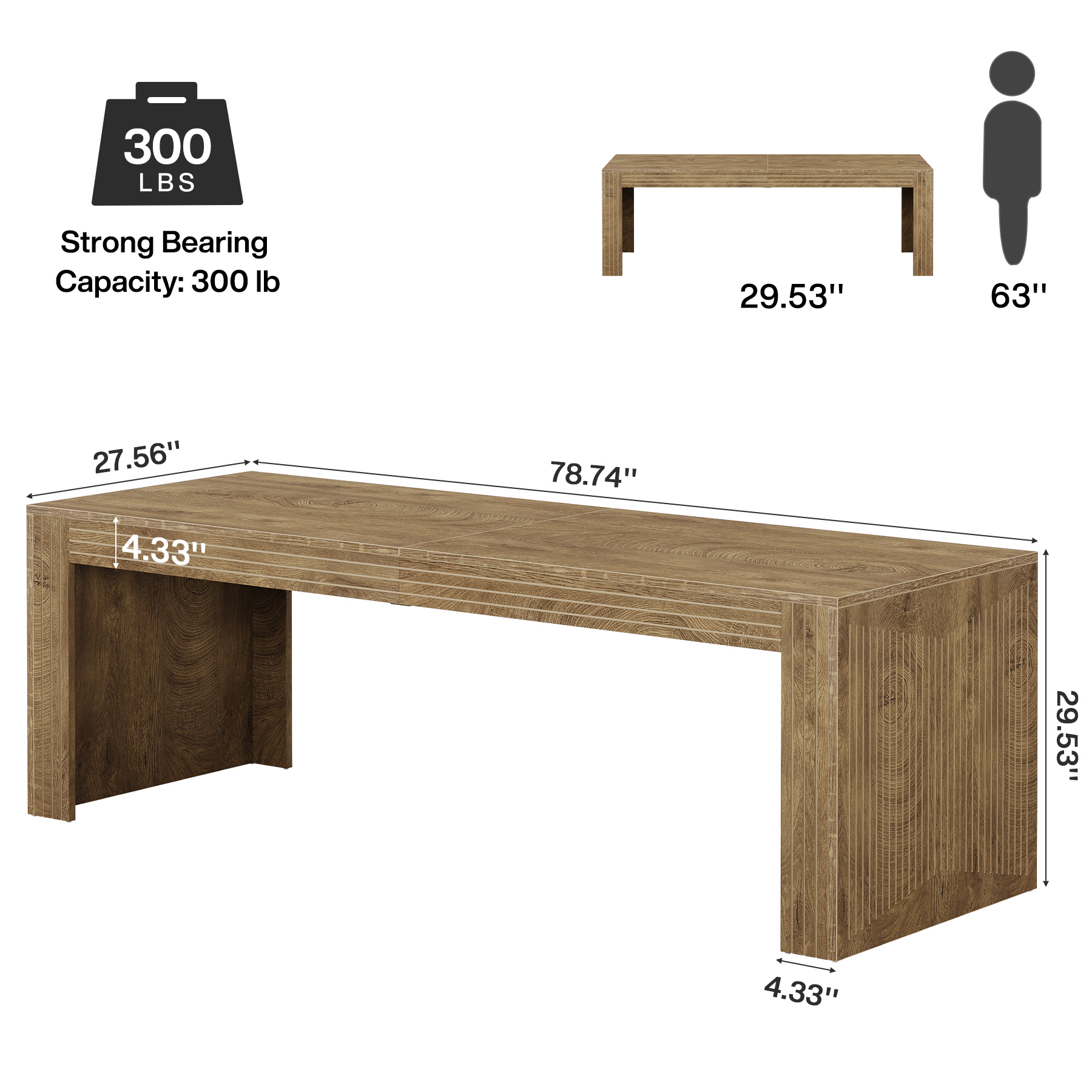 Tribesigns 79-inch Extra Long Desk, Two Person Desk for Home Office, Wooden Long Computer Double Desk, Writing Study Table for Office, Light Brown