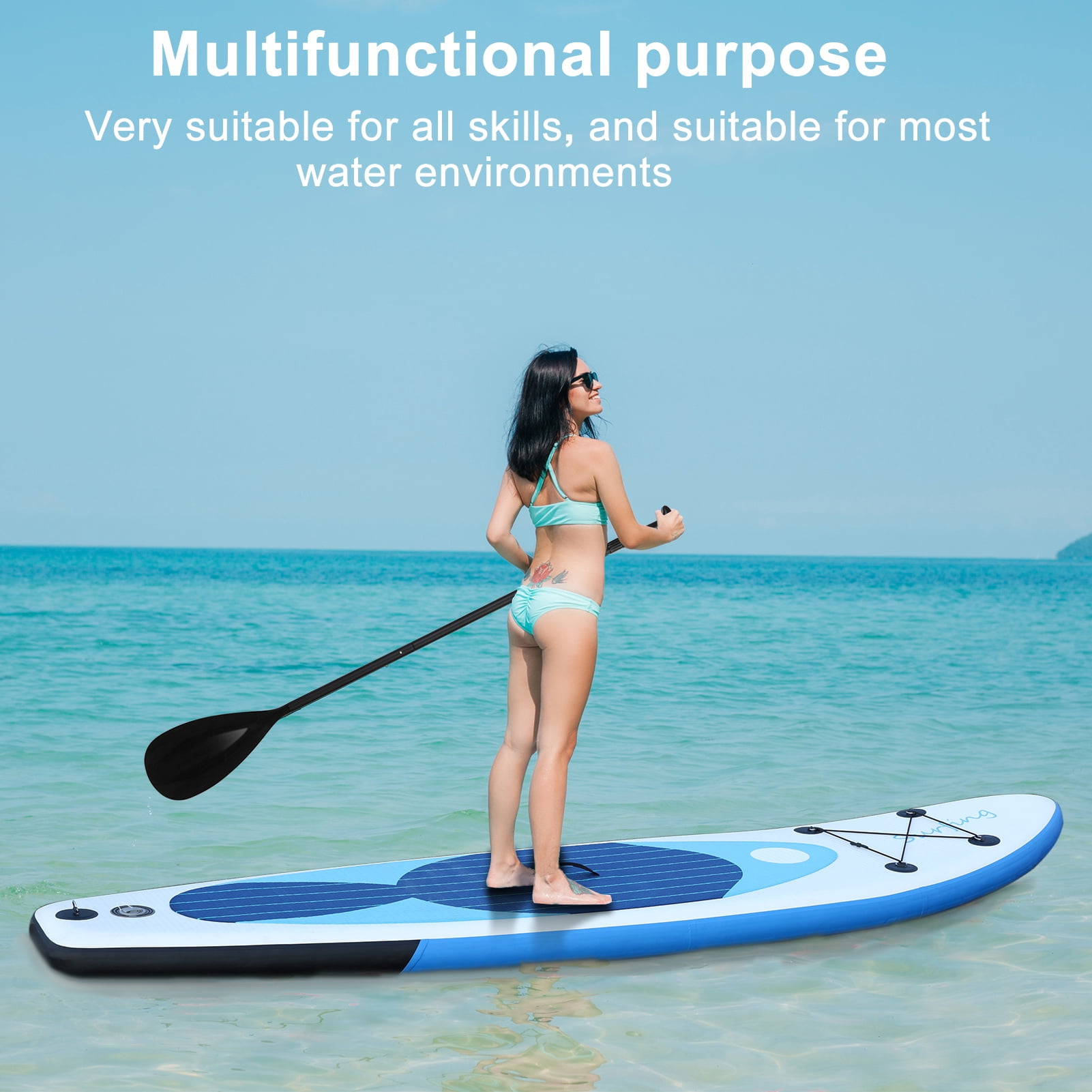 ievspot Inflatable Stand Up Paddle Boards,Single Layer PVC Paddle Board with Carry Bag,Hand Pump,Retractable Propeller,Removable Fin
